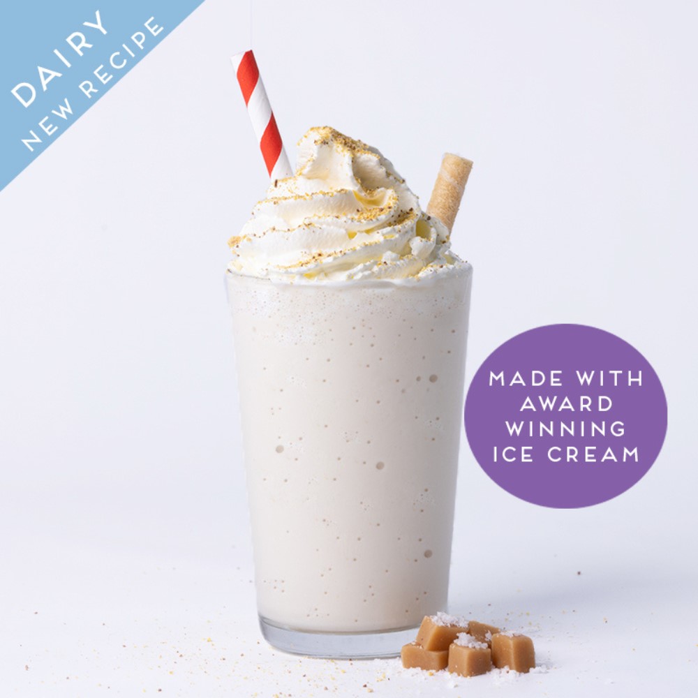 dairy salted caramel shake in glass