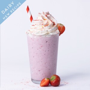 dairy strawberry milkshake in glass