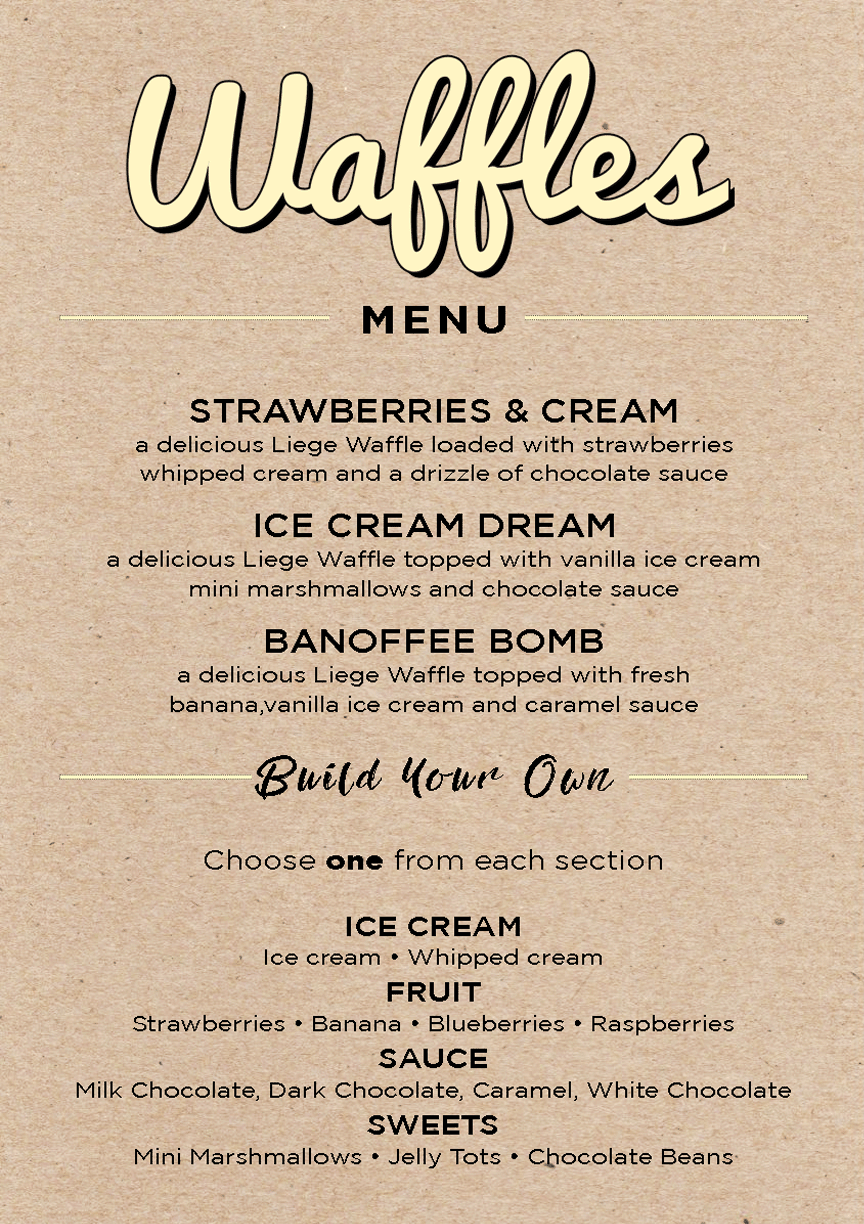 Menu with Stand Waffles • Projuice