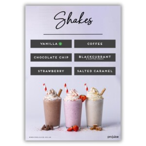 A2 menu board for shakes with magnetic flavour strips